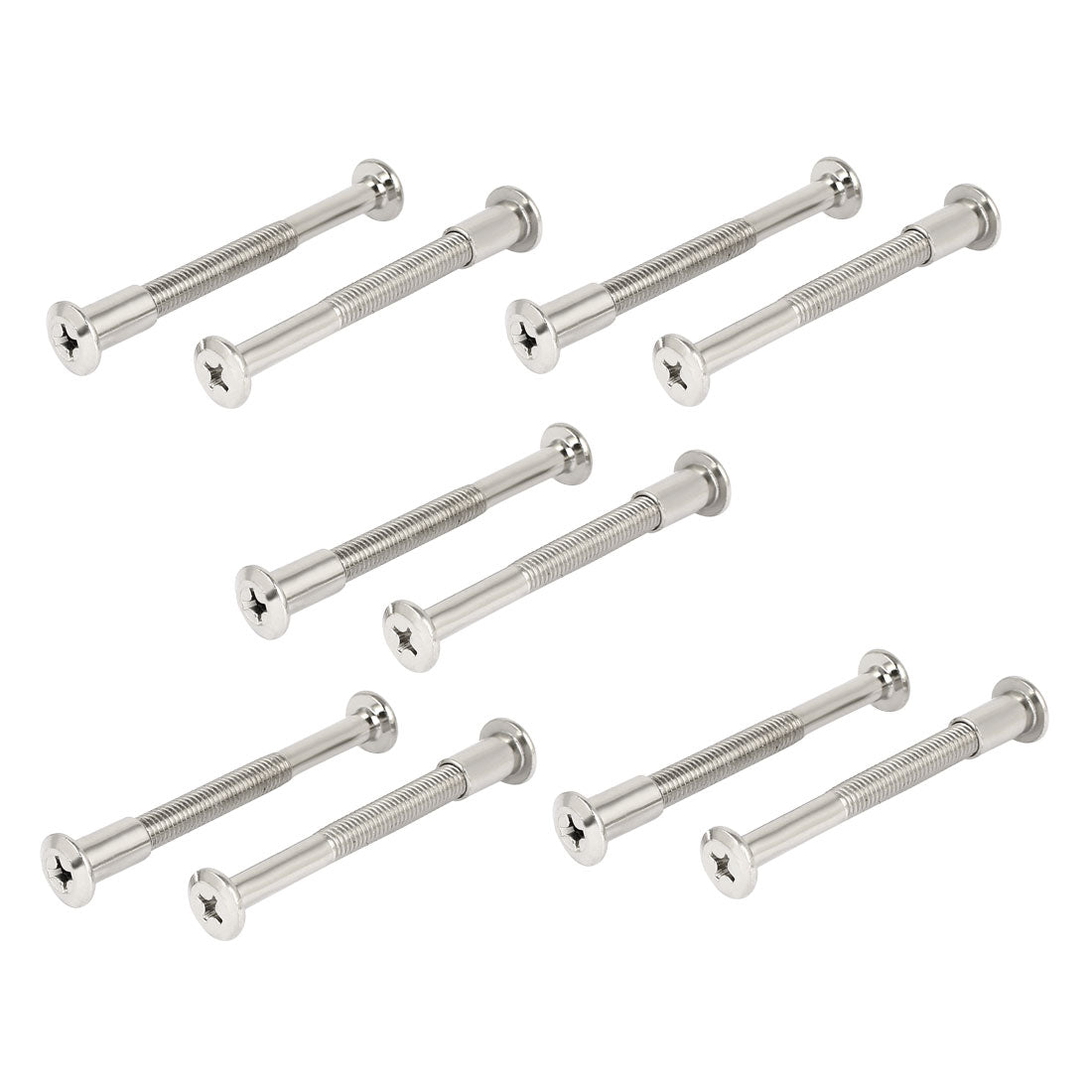 Harfington M8x80mm Metal Phillips Countersunk Head Screw Bolts Dowel Barrel Nuts Half Thread 10 Pcs