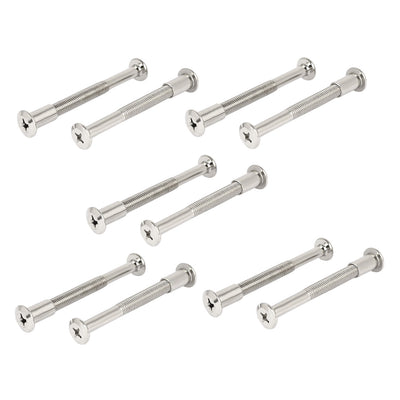 Harfington M8x80mm Metal Phillips Countersunk Head Screw Bolts Dowel Barrel Nuts Half Thread 10 Pcs