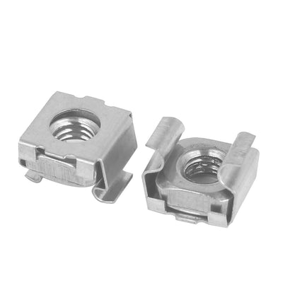 Harfington M6 Female Thread 304 Stainless Steel Cage Nuts Silver Tone 10pcs