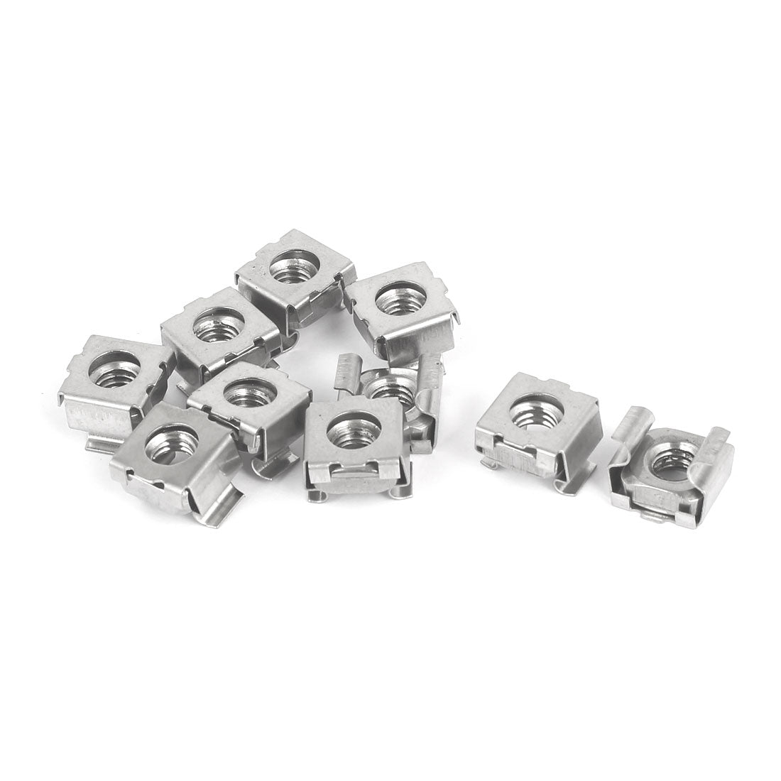 Harfington M6 Female Thread 304 Stainless Steel Cage Nuts Silver Tone 10pcs