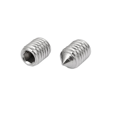 Harfington M5x8mm 304 Stainless Steel Hex Socket Cap Head Cone Point Grub Screw 50pcs