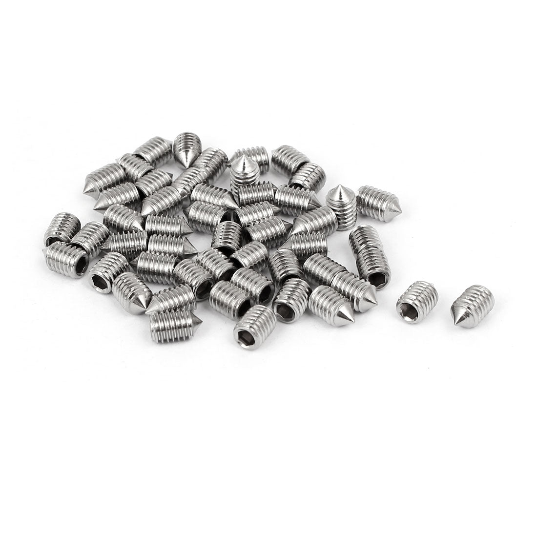 Harfington M5x8mm 304 Stainless Steel Hex Socket Cap Head Cone Point Grub Screw 50pcs