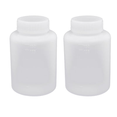 Harfington 150ml 28mm Diameter HDPE Plastic Round Wide Mouth Bottle White 2pcs