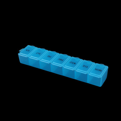 uxcell Uxcell Household Plastic 7 Compartments Pill Container Storage Case Blue