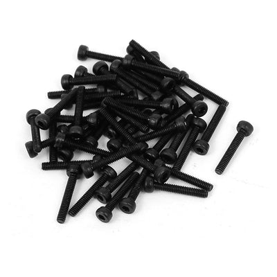 Harfington M2x12mm Alloy Steel Hex Socket Head Knurled Cap Screw Bolt Black 50pcs