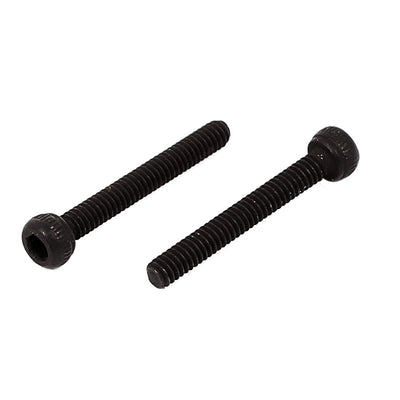 Harfington M2x15mm Alloy Steel Hex Socket Head Knurled Cap Screw Bolt Black 50pcs