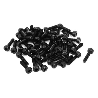 Harfington M2x8mm Alloy Steel Hex Socket Head Knurled Cap Screw Bolt Black 50pcs