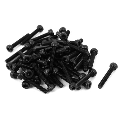 Harfington M2.5x15mm Alloy Steel Hex Socket Head Knurled Cap Screw Bolt Black 50pcs