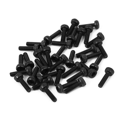 Harfington M1.4x5mm Alloy Steel Hex Socket Head Knurled Cap Screw Bolt Black 20pcs
