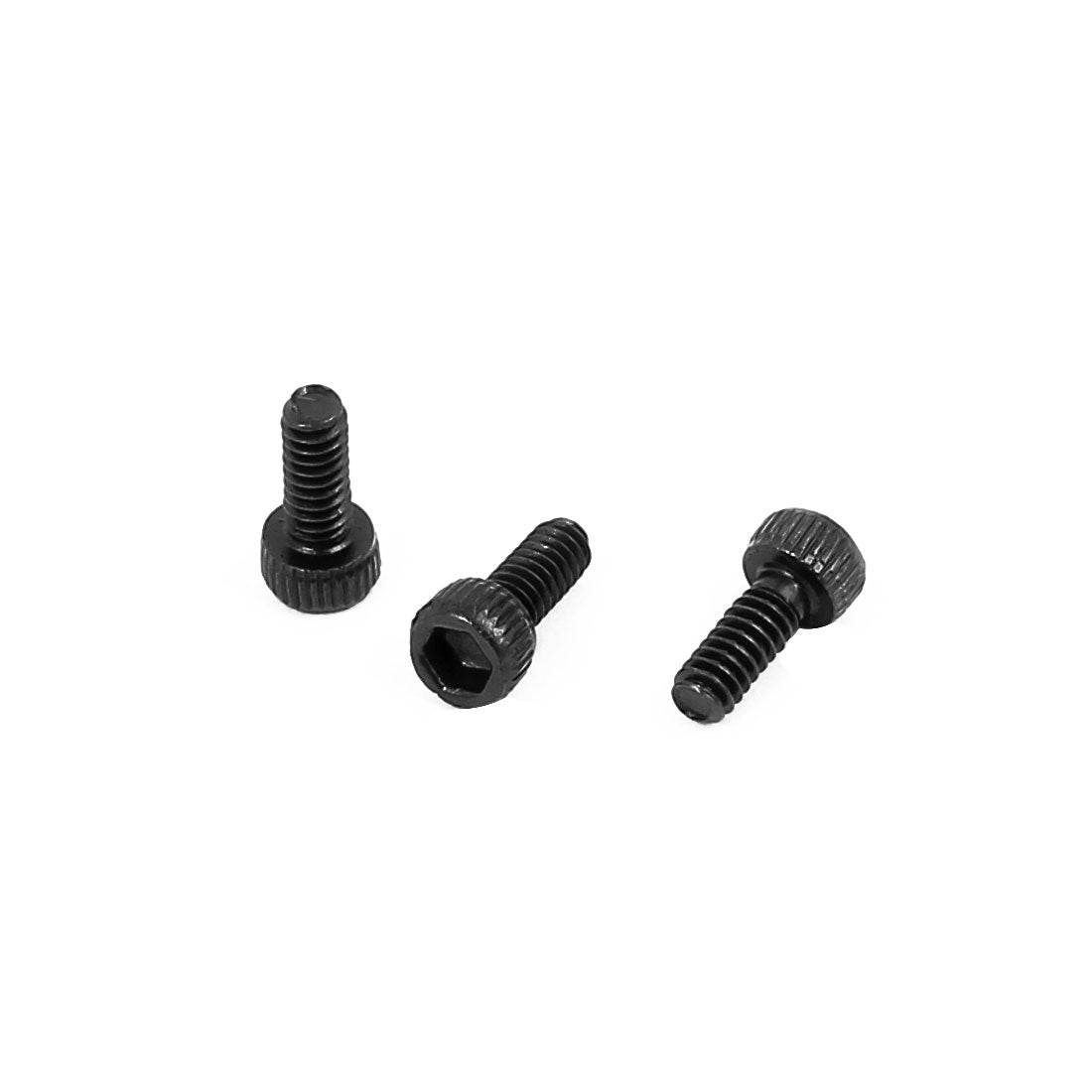 Harfington M1.4x4mm Alloy Steel Hex Socket Head Knurled Cap Screw Bolt Black 20pcs