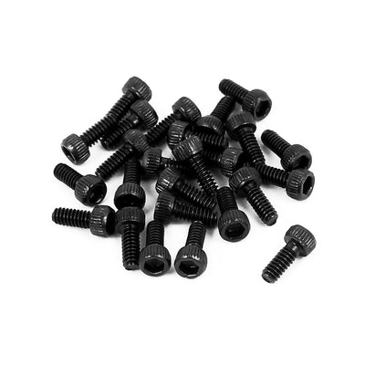Harfington M1.4x4mm Alloy Steel Hex Socket Head Knurled Cap Screw Bolt Black 20pcs