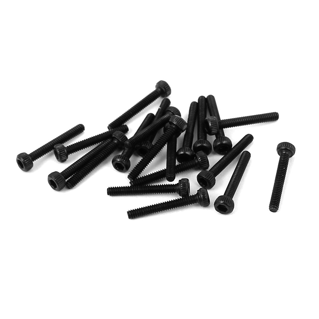 Harfington M1.4x10mm Alloy Steel Hex Socket Head Knurled Cap Screw Bolt Black 20pcs