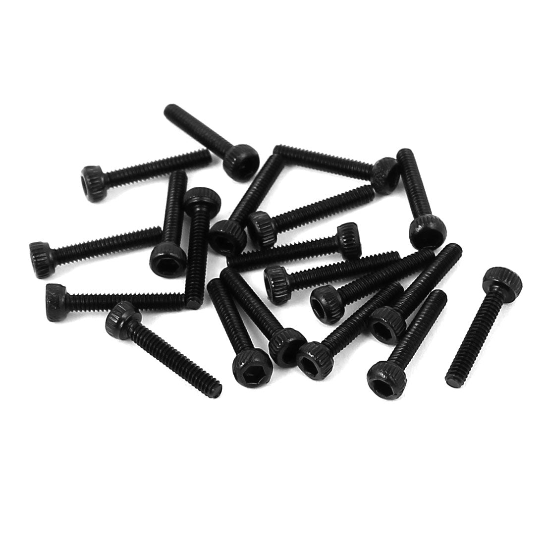Harfington M1.4x8mm Alloy Steel Hex Socket Head Knurled Cap Screw Bolt Black 20pcs