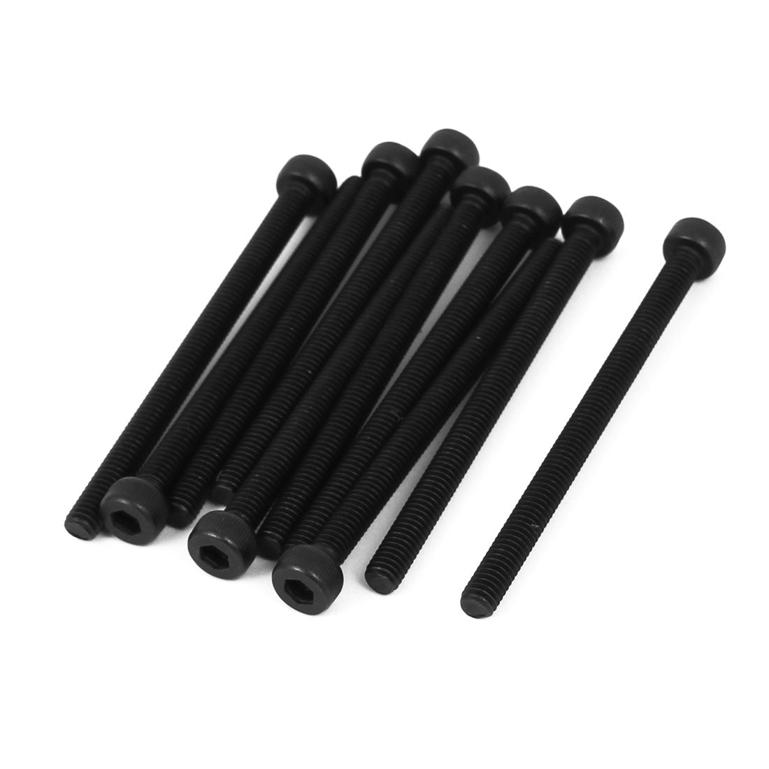 Harfington M4x55mm Fully Thread Hex Socket Head Knurled Cap Screw Bolt Black 10pcs
