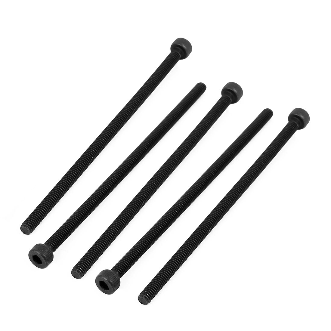 Harfington M4x90mm Fully Thread Hex Socket Head Knurled Cap Screw Bolt Black 5pcs