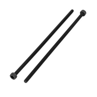 Harfington M3x90mm Fully Thread Hex Socket Head Knurled Cap Screw Bolt Black 5pcs