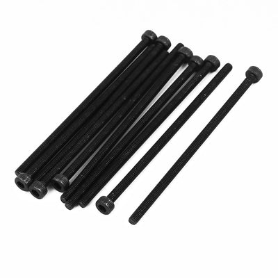 Harfington M3x70mm Fully Thread Hex Socket Head Knurled Cap Screw Bolt Black 10pcs
