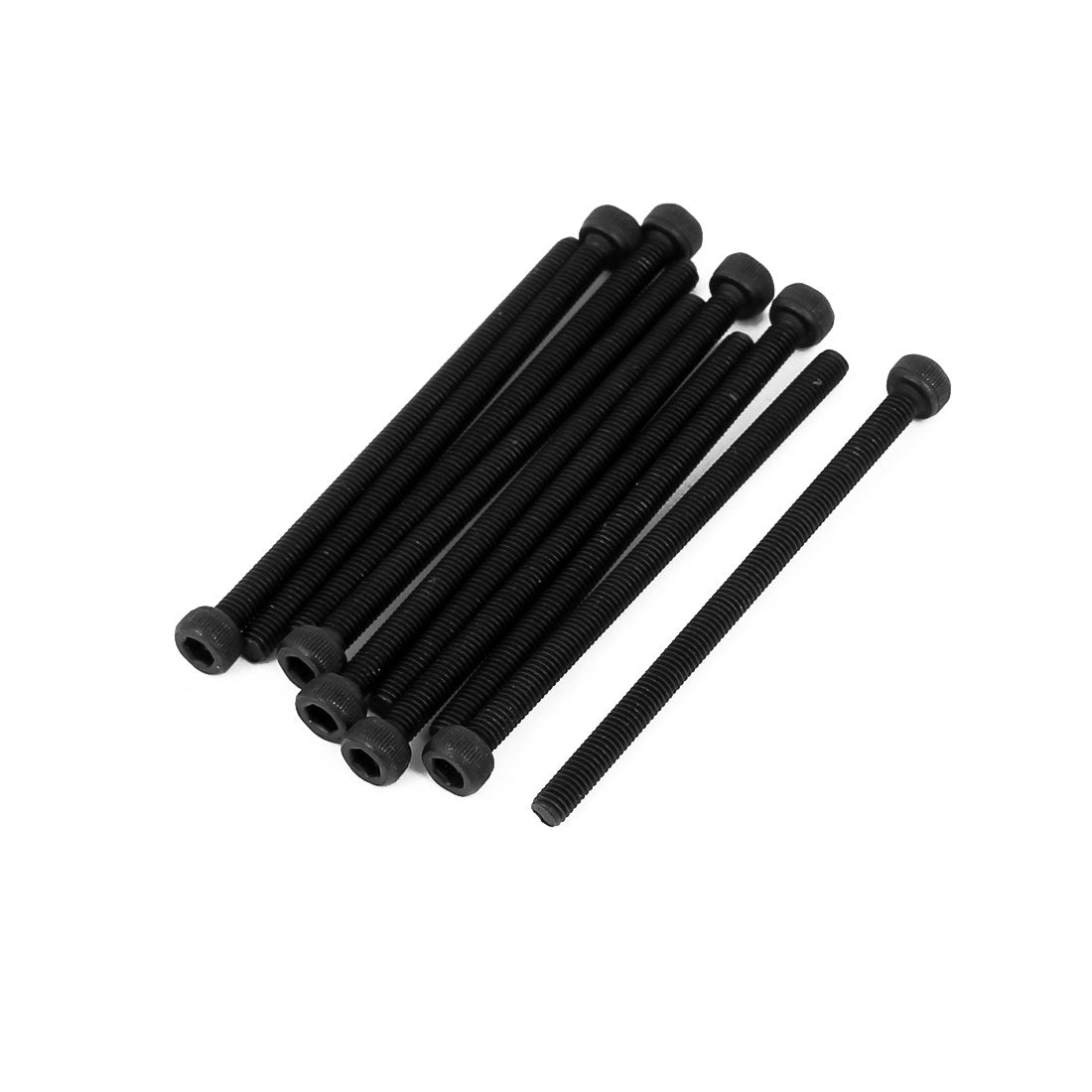 Harfington M3x50mm Fully Thread Hex Socket Head Knurled Cap Screw Bolt Black 10pcs