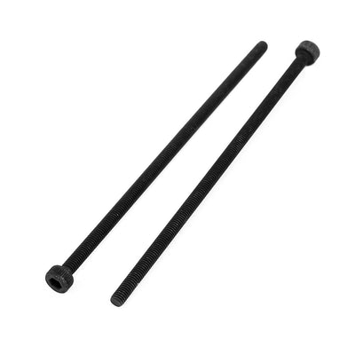 Harfington M3x80mm Fully Thread Hex Socket Head Knurled Cap Screw Bolt Black 5pcs