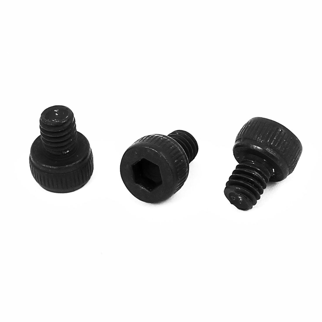 Harfington M4x5mm Fully Thread Hex Socket Head Knurled Cap Screw Bolt Black 50pcs