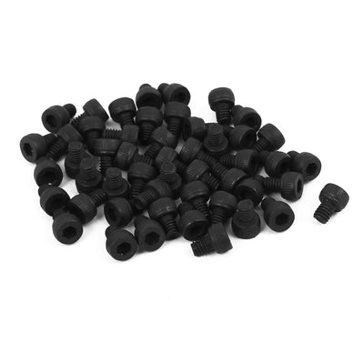 Harfington M4x5mm Fully Thread Hex Socket Head Knurled Cap Screw Bolt Black 50pcs