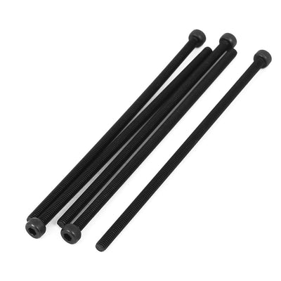 Harfington M4x110mm Fully Thread Hex Socket Head Knurled Cap Screw Bolt Black 5pcs
