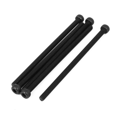 Harfington M4x80mm Fully Thread Hex Socket Head Knurled Cap Screw Bolt Black 5pcs