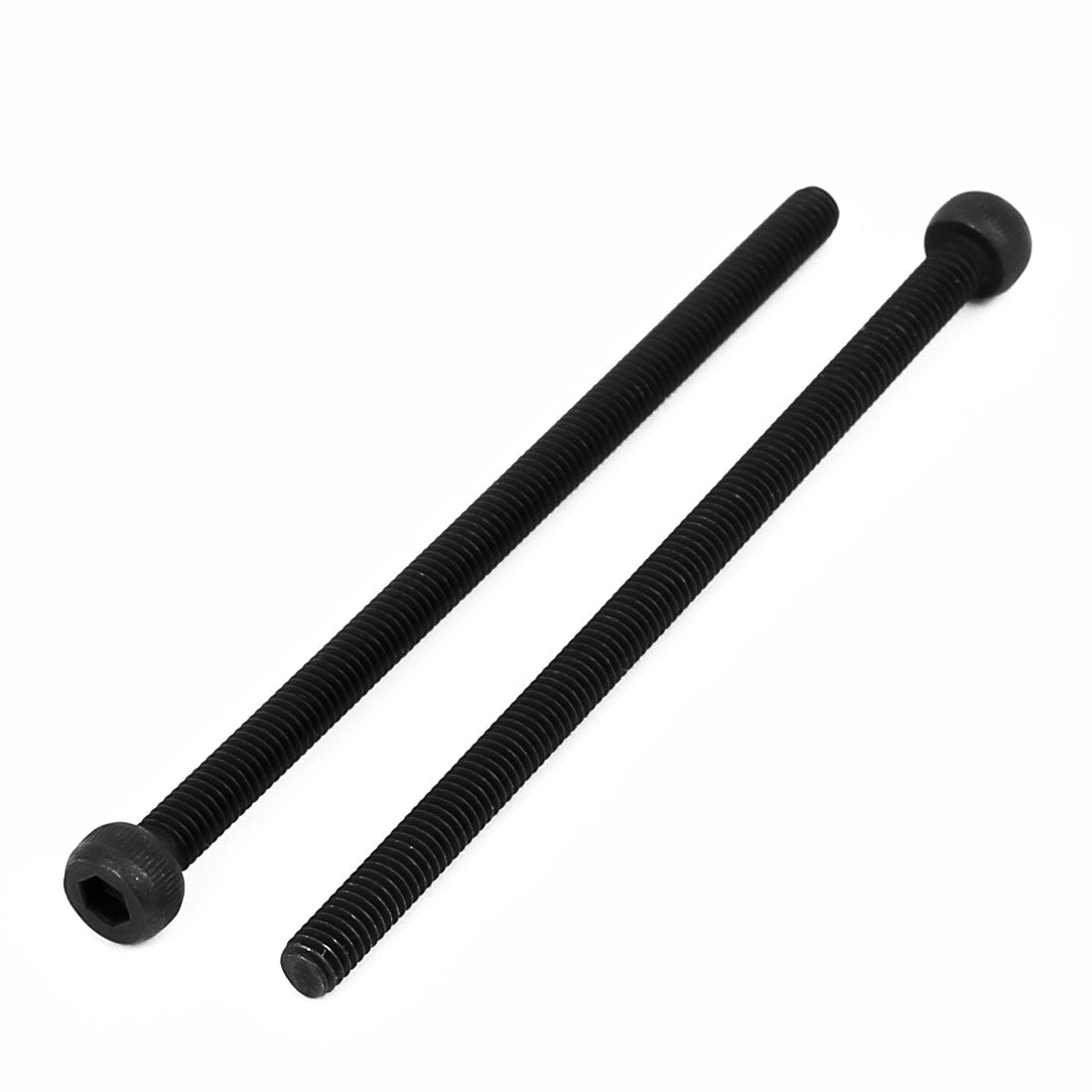 Harfington M4x75mm Fully Thread Hex Socket Head Knurled Cap Screw Bolt Black 5pcs