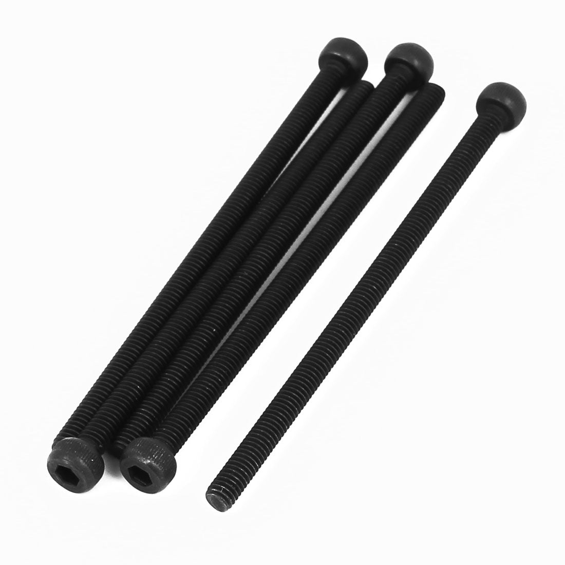 Harfington M4x75mm Fully Thread Hex Socket Head Knurled Cap Screw Bolt Black 5pcs
