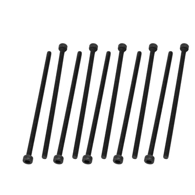 Harfington M3X75 Fully Thread Hex Socket Head Knurled Cap Screw Bolt Black 10pcs