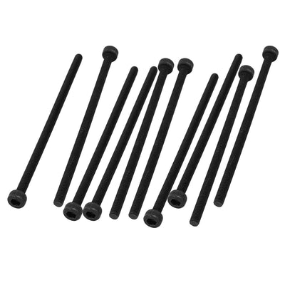 Harfington M3X65 Fully Thread Hex Socket Head Knurled Cap Screw Bolt Black 10pcs
