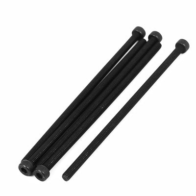 Harfington M4X100mm Fully Thread Hex Socket Head Knurled Cap Screw Bolt Black 5pcs