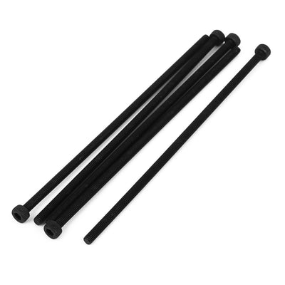 Harfington M3X100mm Fully Thread Hex Socket Head Knurled Cap Screw Bolt Black 5pcs