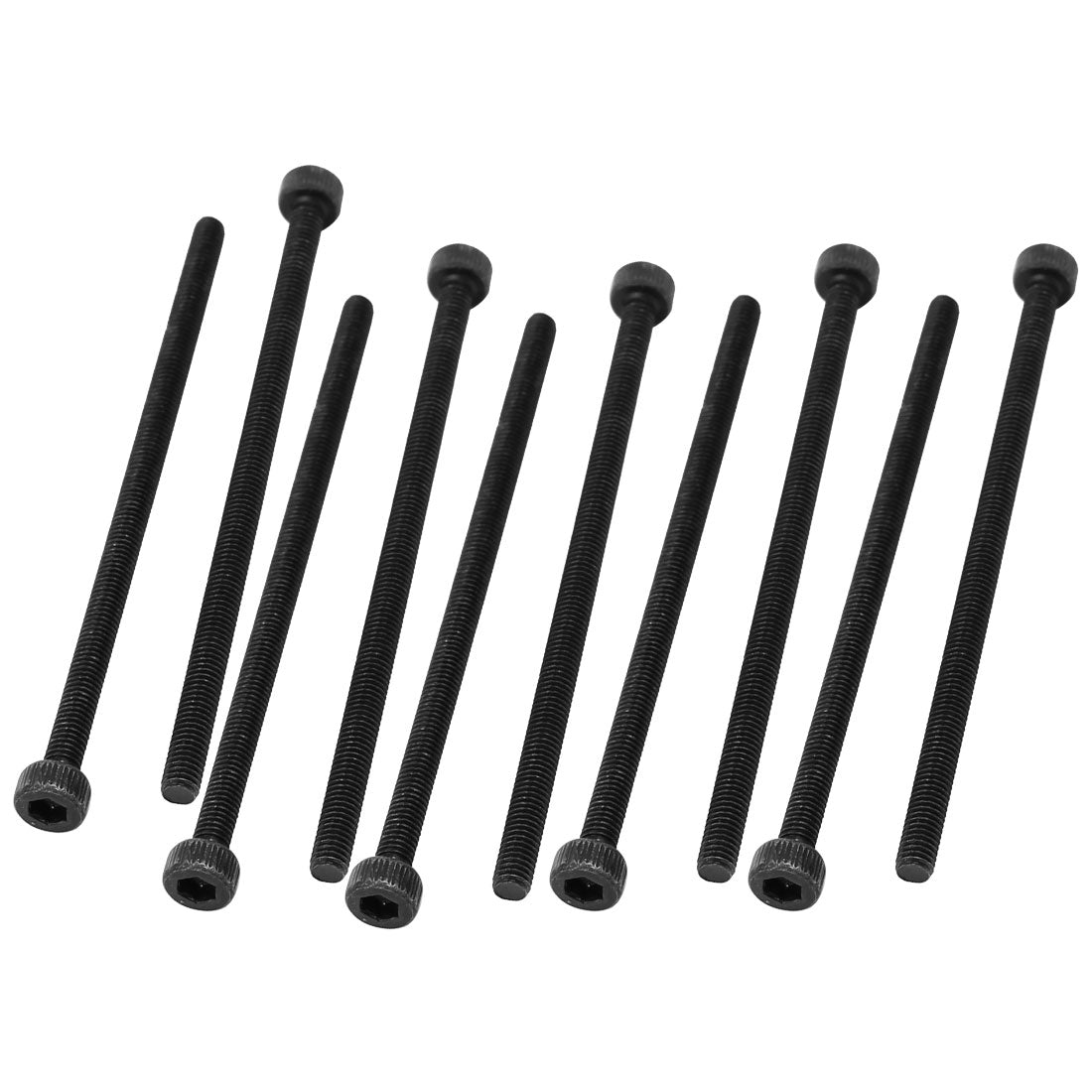 Harfington M3X60mm Fully Thread Hex Socket Head Knurled Cap Screw Bolt Black 10pcs