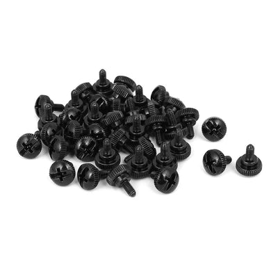 Harfington Computer PC Case Black Zinc Plated Knurled Phillips Head Thumb Screw M3x6mm 40pcs