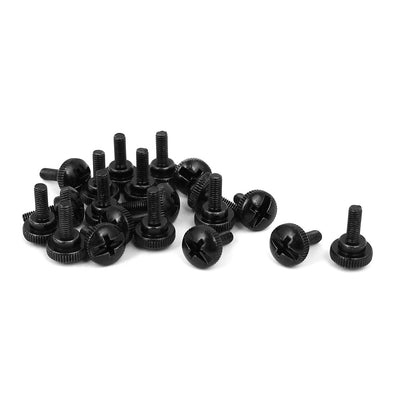 Harfington Computer PC Case Black Zinc Plated Knurled Phillips Head Thumb Screw M3x8mm 20pcs