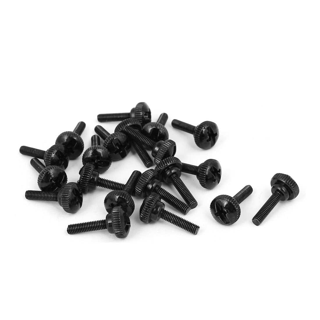 Harfington M3 x 12mm Knurled Phillips Head Thumb Screw Black 20pcs for Computer PC Case