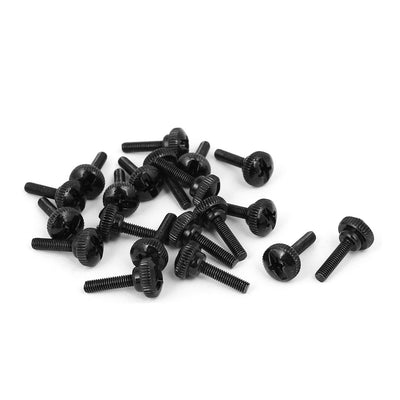 Harfington M3 x 12mm Knurled Phillips Head Thumb Screw Black 20pcs for Computer PC Case