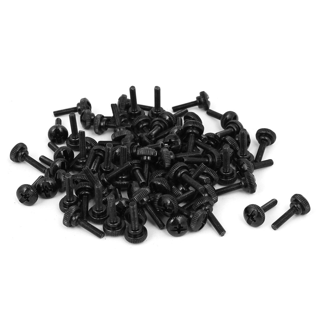 Harfington M3 x 12mm Knurled Phillips Head Thumb Screw Black 80pcs for Computer PC Case