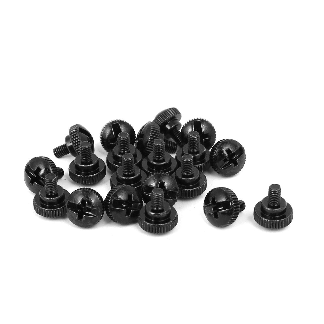 Harfington M3 x 4.5mm Knurled Phillips Head Thumb Screw Black 20pcs for Computer PC Case