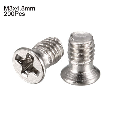 Harfington Computer PC Case 2.5" HDD Flat Phillips Head Hard Drive Screw M3x4.8mm 200pcs