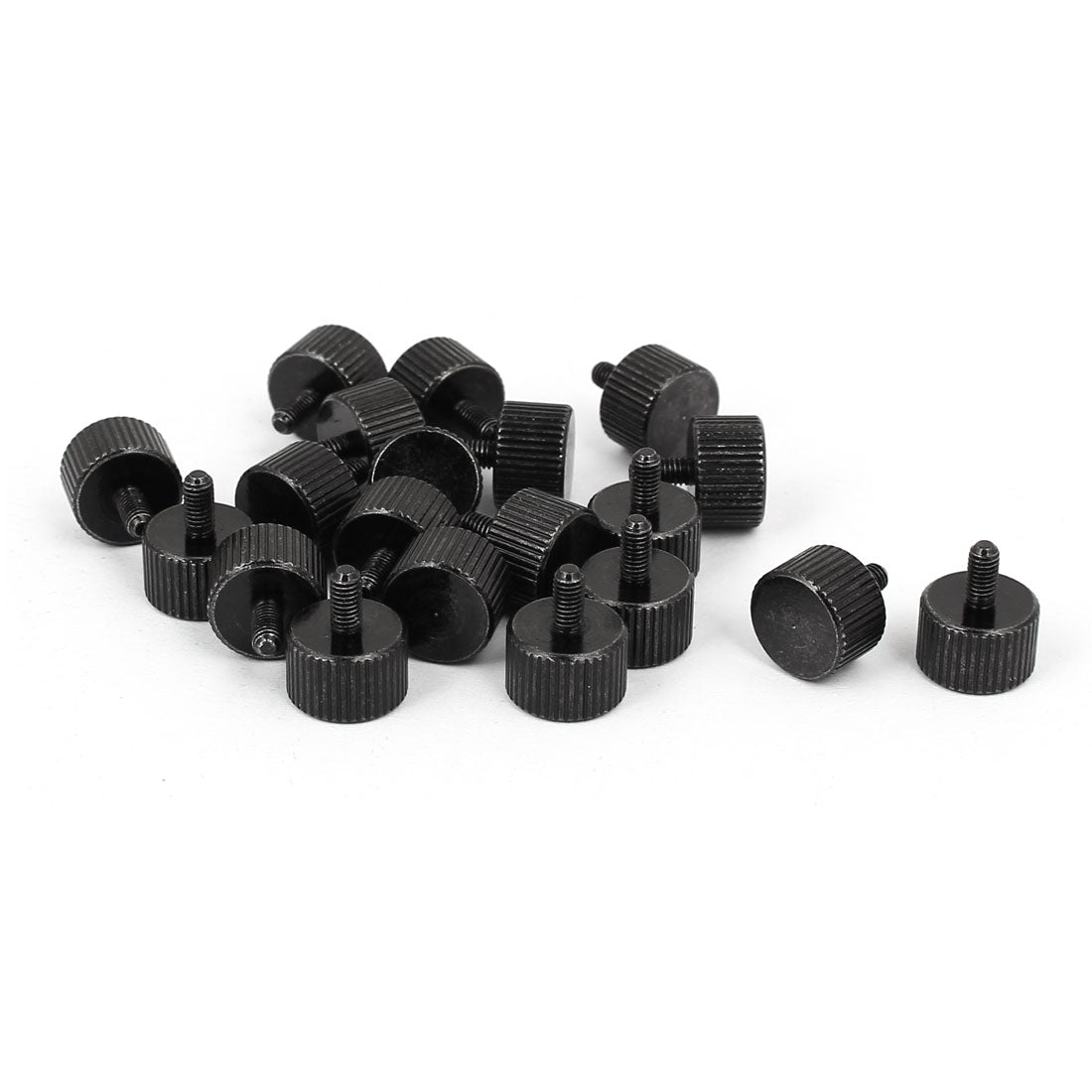 Harfington Computer PC Case Black Zinc Plated Flat Head Knurled Thumb Screw M3x6mm 20pcs