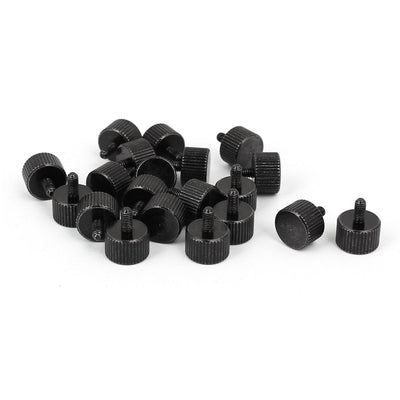 Harfington Computer PC Case Black Zinc Plated Flat Head Knurled Thumb Screw M3x6mm 20pcs