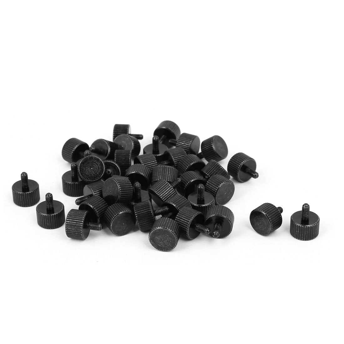 Harfington Computer PC Case Black Zinc Plated Flat Head Knurled Thumb Screw M3x6mm 40pcs