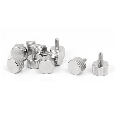 Harfington M3x8mm Nickel Plated Flat Head Knurled Thumb Screw 10pcs for Computer PC Case