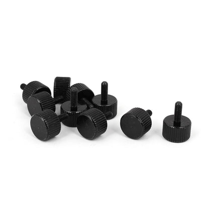 Harfington Computer PC Case Black Zinc Plated Flat Head Knurled Thumb Screw M3x8mm 10pcs