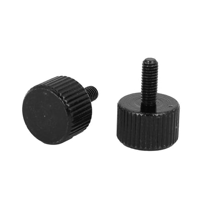 Harfington Computer PC Case Black Zinc Plated Flat Head Knurled Thumb Screw M3x8mm 20pcs