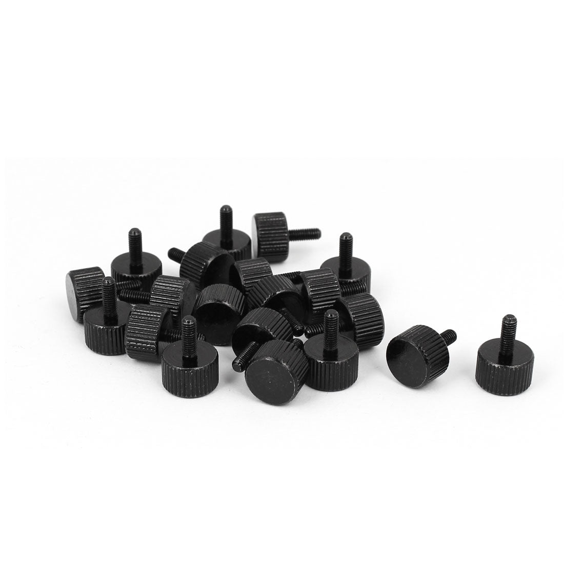 Harfington Computer PC Case Black Zinc Plated Flat Head Knurled Thumb Screw M3x8mm 20pcs