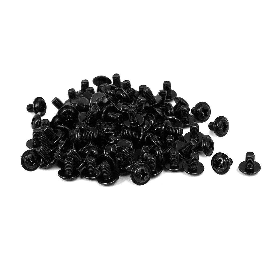 Harfington Computer PC Case Phillips Washer Motherboard Screw Black PWM3 x 5mm 100pcs
