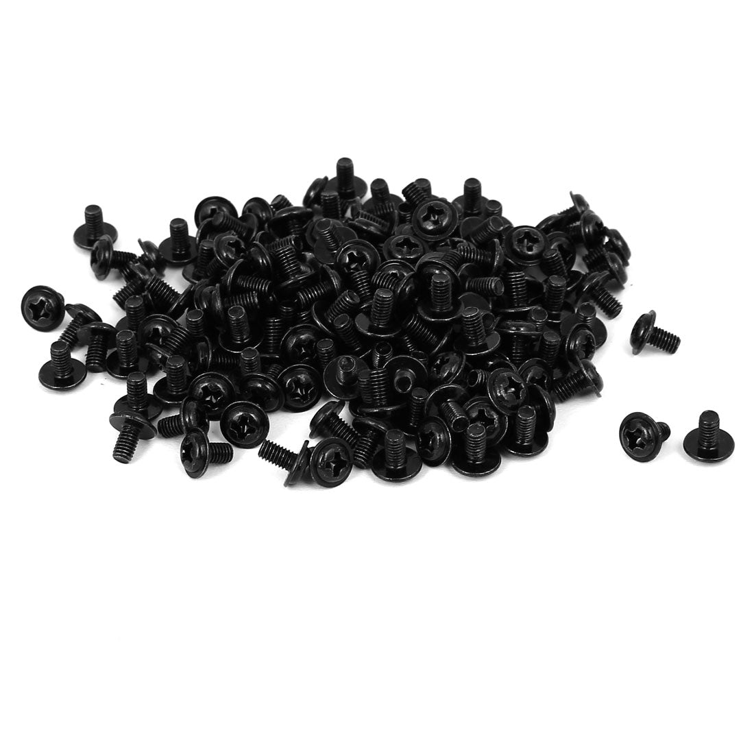 Harfington Computer PC Case Phillips Washer Motherboard Screw Black PWM3 x 5mm 200pcs